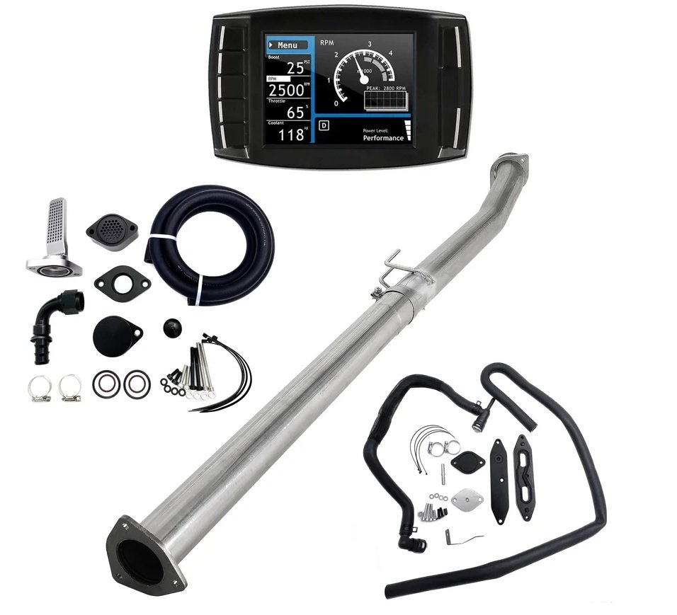2011–2019 Ford Powerstroke 6.7L 4″ DPF/DEF/EGR/CCV Delete Kit + Mini Maxx V2 Tuner