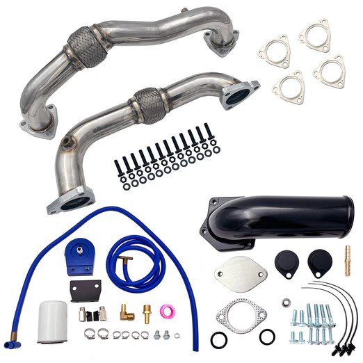 2008–2010 Ford 6.4L Powerstroke Exhaust Up-Pipes & EGR Coolant Filter Delete Kit